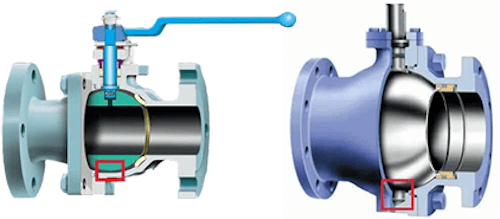 Floating Ball Valve Left and Trunnion Type Ball Valve Right